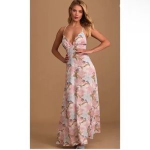 Lulus Brilliant Blooms Floral Print Lace-Up Maxi Dress Small